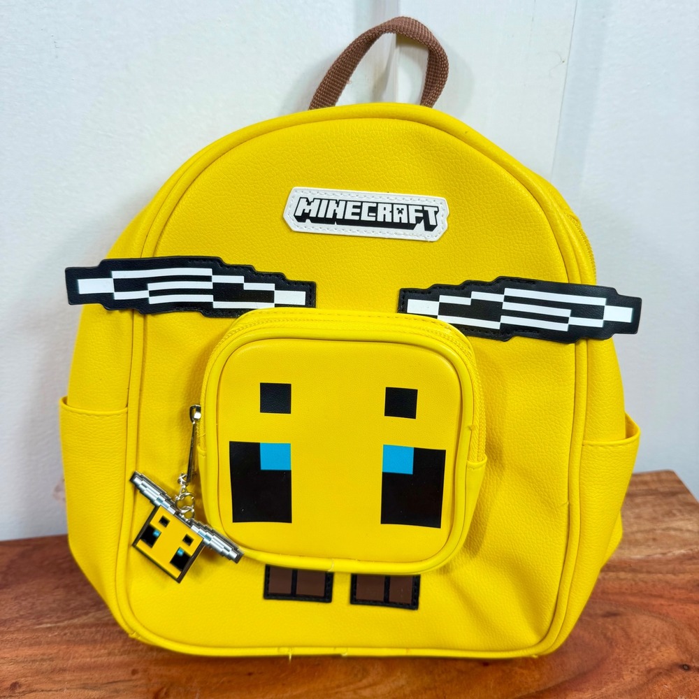 Minecraft Bee Craft Women's 10.5" Mini Backpack Yellow + Keychain NWT‎